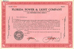 Florida Power and Light Co. - Specimen Stock Certificate